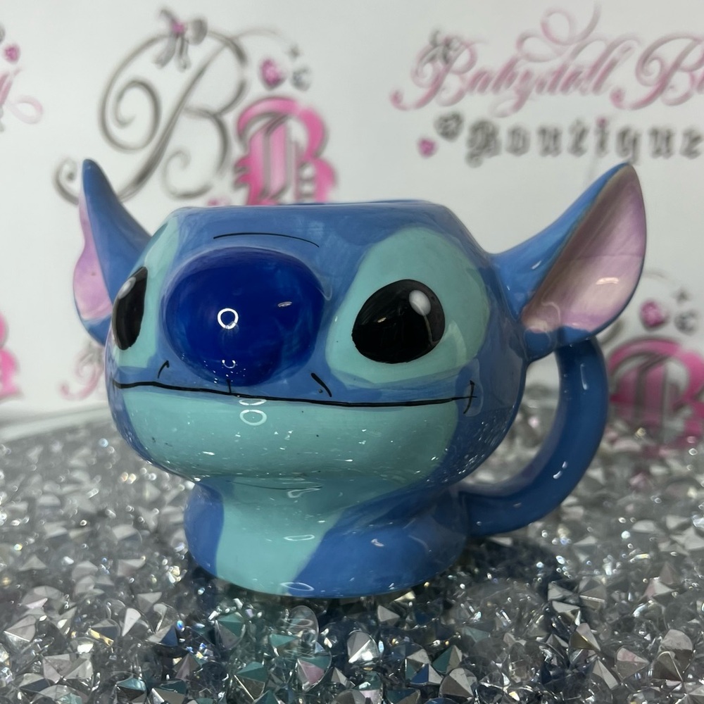 Disney mug cup glassware drinkware drinks big ears Blue Stitch Character Mug
